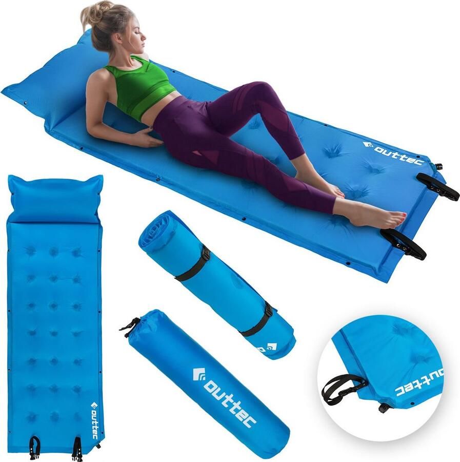 Outtec Zelfopblazend Luchtmatras Luchtbed Slaapmat 193x68 cm Ultralicht Waterdicht Opblaasbaar Matras Camping Outdoor