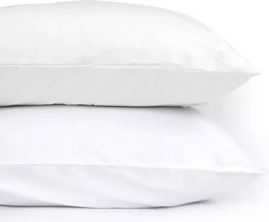 Overig Set van 2 witte kussenslopen (kussensloop) KATOEN voor standaard hoofdkussen van 60 x 70 cm (beddengoed op het bed)
