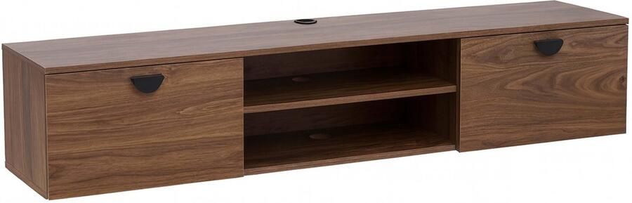 Oviala 160 cm industriële wand-tv-kast van donker hout Jessy