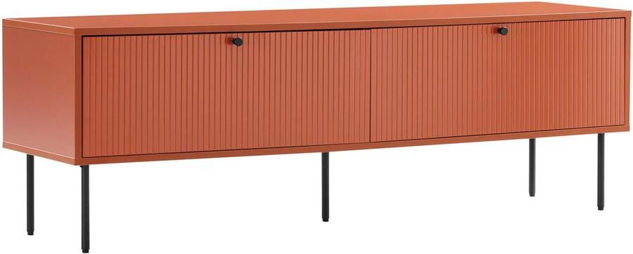 Oviala 2-deurs TV-meubel in staal en MDF met melamine decor 150 cm oranje Romeo