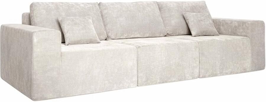 Oviala 3-zits modulaire bank in stof met ecru kussens Hector