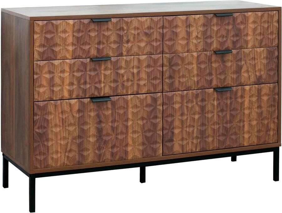 Oviala 6-laden ladekast van MDF met donkerhouten melamine decor Dave