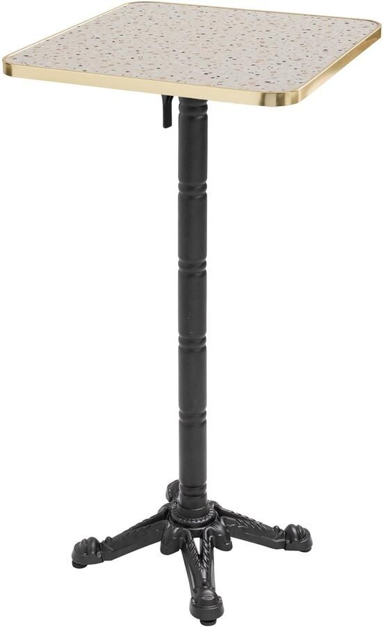 Oviala 60 cm hoge kanteltafel met terrazzo gouden marmeren blad en zwarte Montmartre