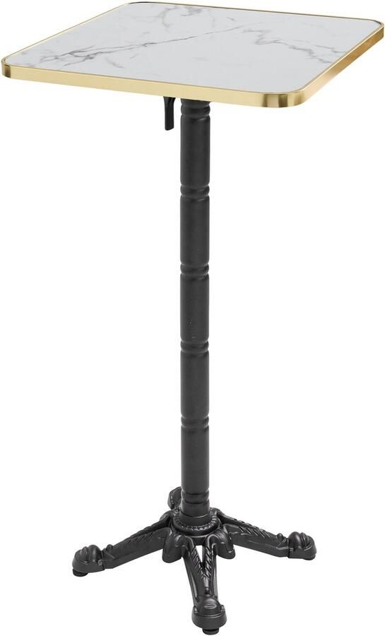 Oviala 60 cm hoge kanteltafel met wit gold marmeren blad en zwarte poten Montmartre