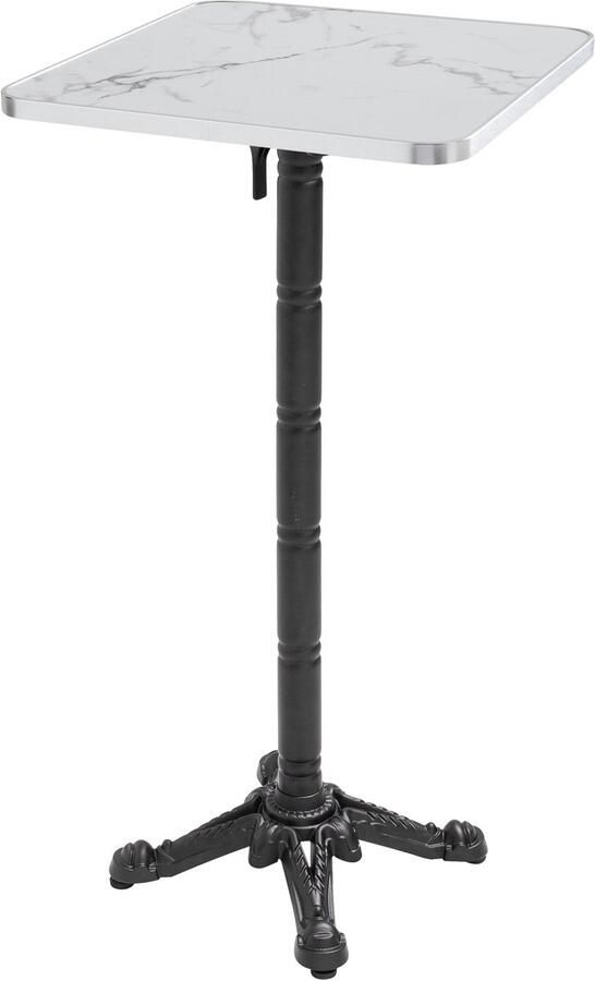 Oviala 60 cm hoge kanteltafel met wit zilver marmeren blad en zwarte poten Montmartre