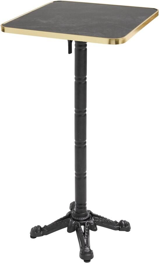 Oviala 60 cm hoge kanteltafel met zwart gouden marmeren blad en zwarte poten Montmartre