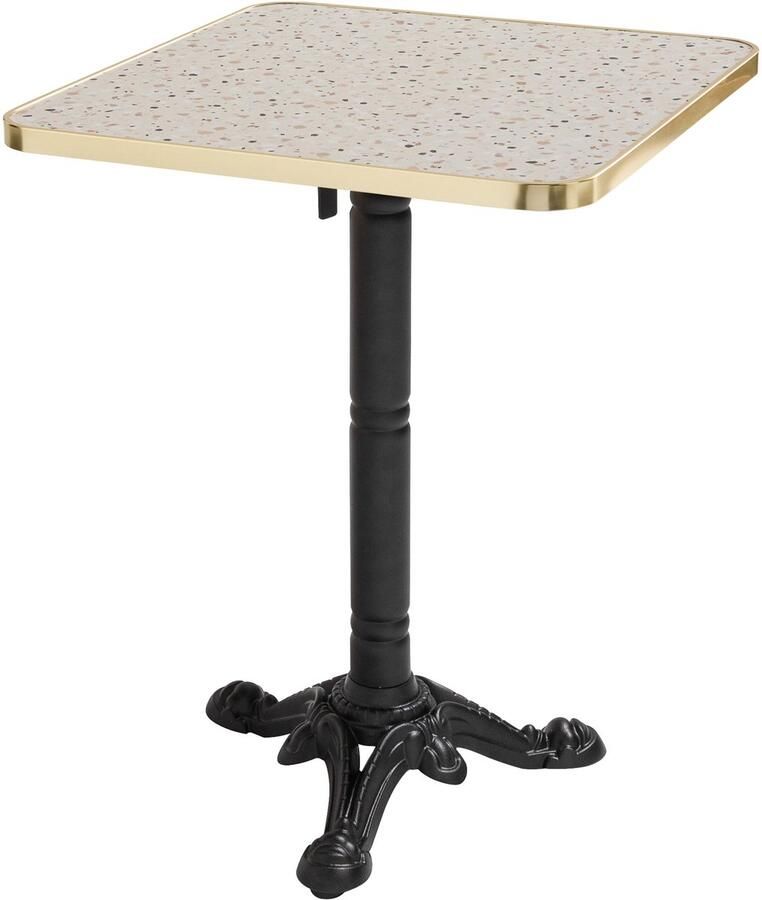 Oviala 60 cm vierkante tafel kantelbaar terrazzo goud en zwart marmeren blad Montmartre