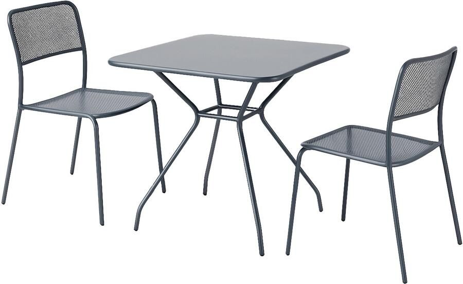 Oviala Antracietgrijze tuintafel en 2 stoelenset Guethary