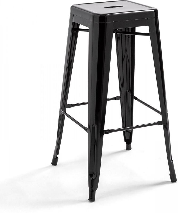 Oviala Barstoel van glanzend zwart metaal Indus