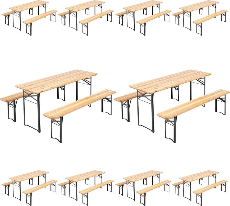 Oviala Brasserie Ensemble met 180 cm houten tafel en banken Set van 10 Munich