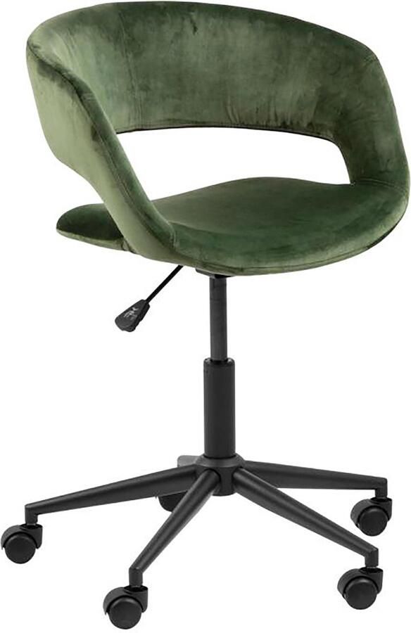 Oviala Bureaustoel op wielen in groen fluweel Coddy