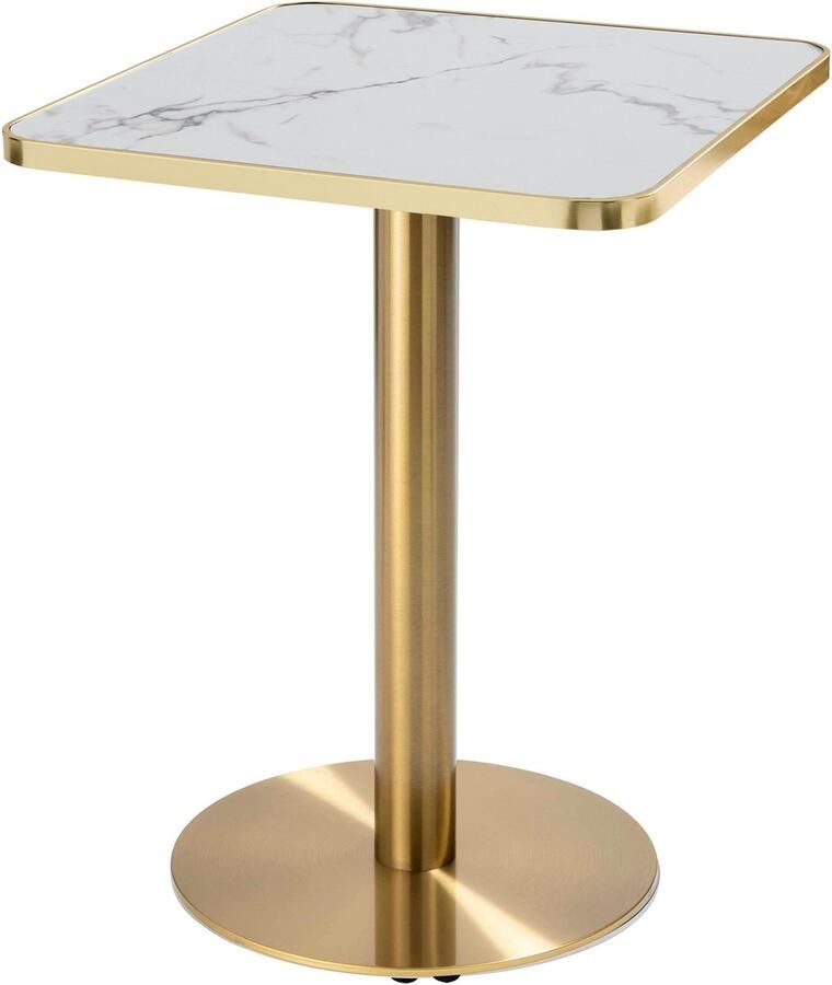 Oviala Eettafel 60 x 60 cm met gouden poten en wit gouden marmeren blad Montmartre