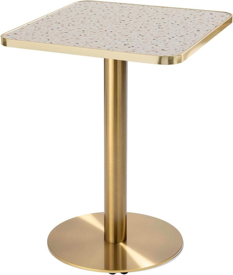Oviala Eettafel 60 x 60 cm met gouden voet en terrazzo gouden coating Montmartre