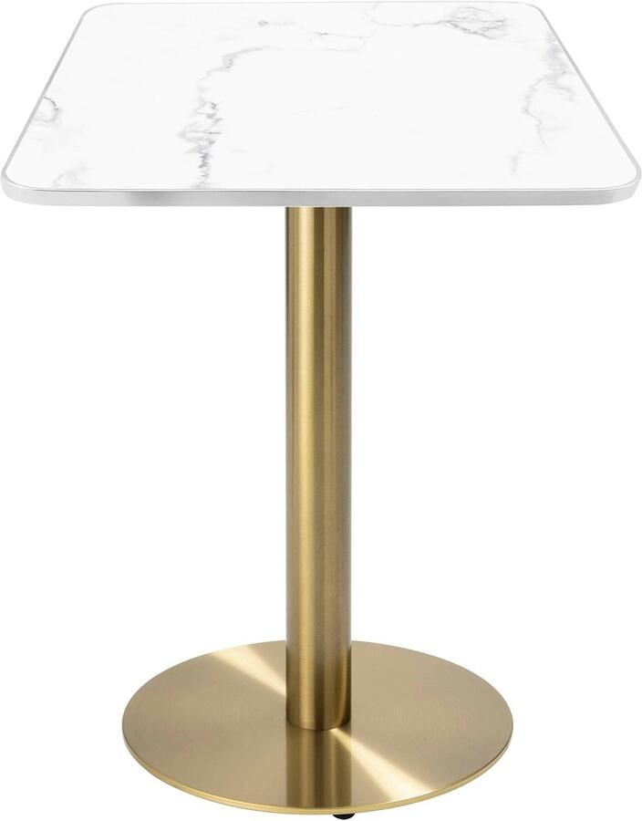 Oviala Eettafel 60 x 60 cm met gouden voet en wit zilver marmeren bekleding Montmartre