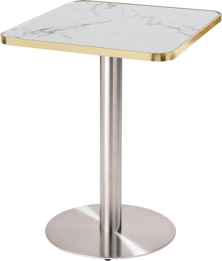 Oviala Eettafel 60 x 60 cm met zilveren poten en wit gouden marmeren blad Montmartre