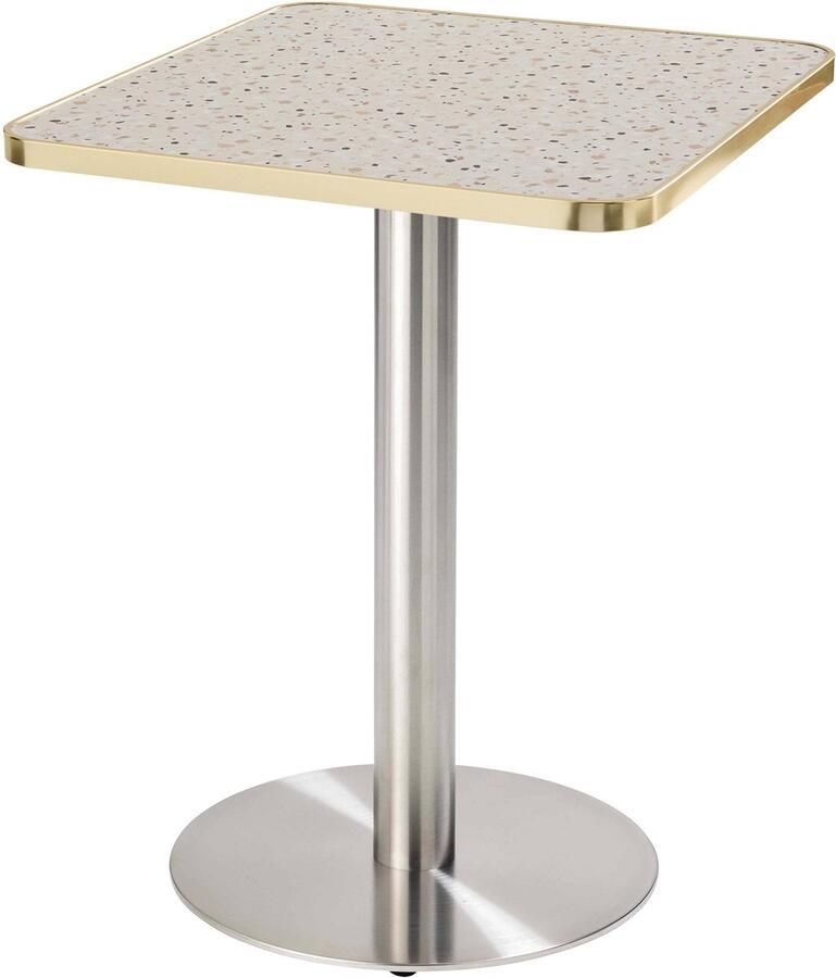 Oviala Eettafel 60 x 60 cm zilveren poot en terrazzo gouden coating Montmartre