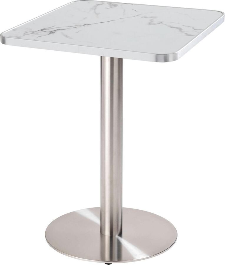 Oviala Eettafel 60 x 60 cm zilveren poot en wit zilver marmeren bekleding Montmartre