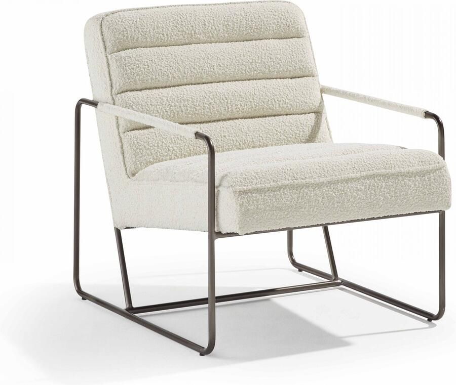 Oviala Fauteuil van ivoorkleurige bouclé stof Hartchy