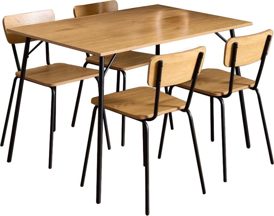 Oviala FSC eiken eettafel met 4 stoelen