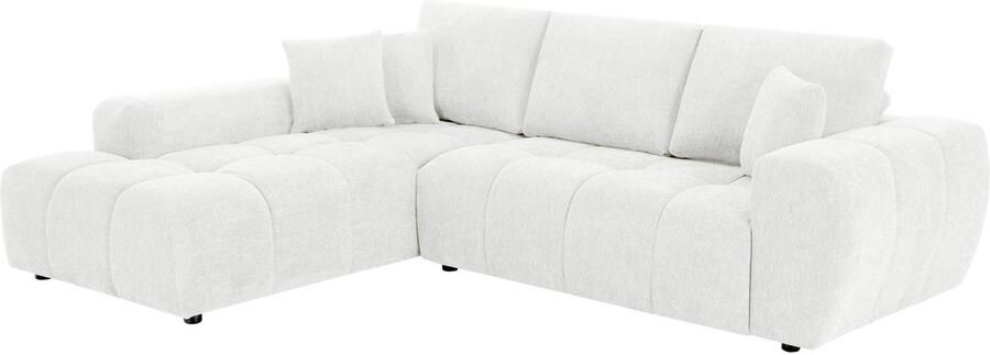 Oviala Hoekbank met chaise longue links in ecru 3-zitsstof