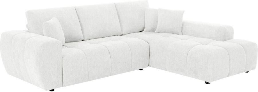 Oviala Hoekbank met chaise longue rechts in ecru 3-zitsstof