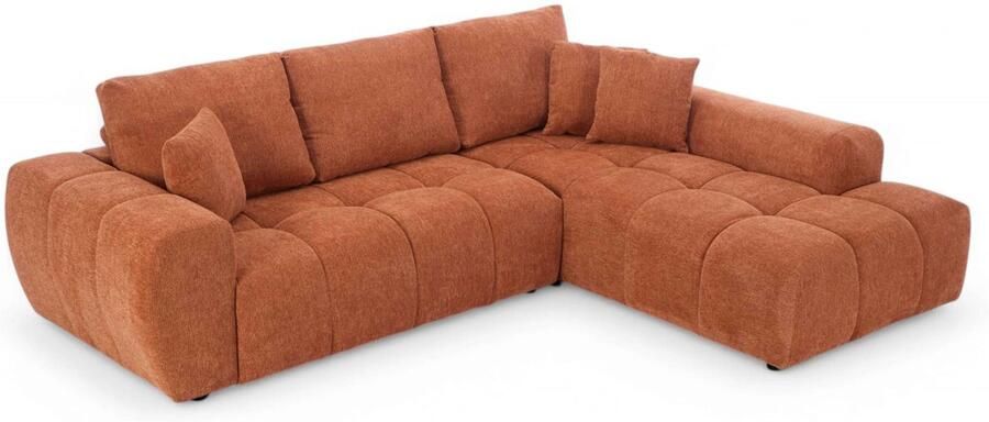 Oviala Hoekbank met chaise longue rechts in terracotta 3-zitsstof