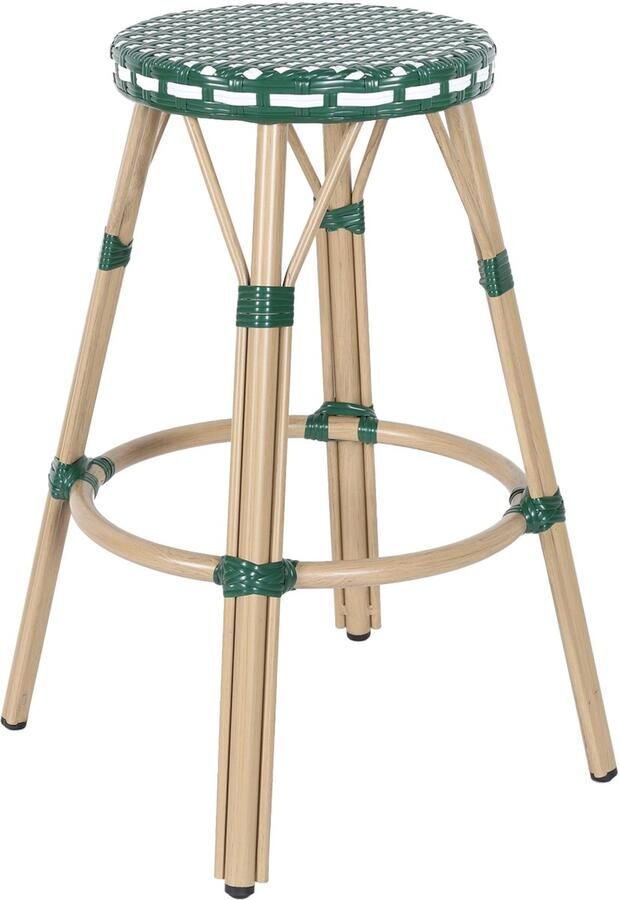 Oviala Hoge tuinkruk van aluminium en synthetisch rotan wit groen Belleville