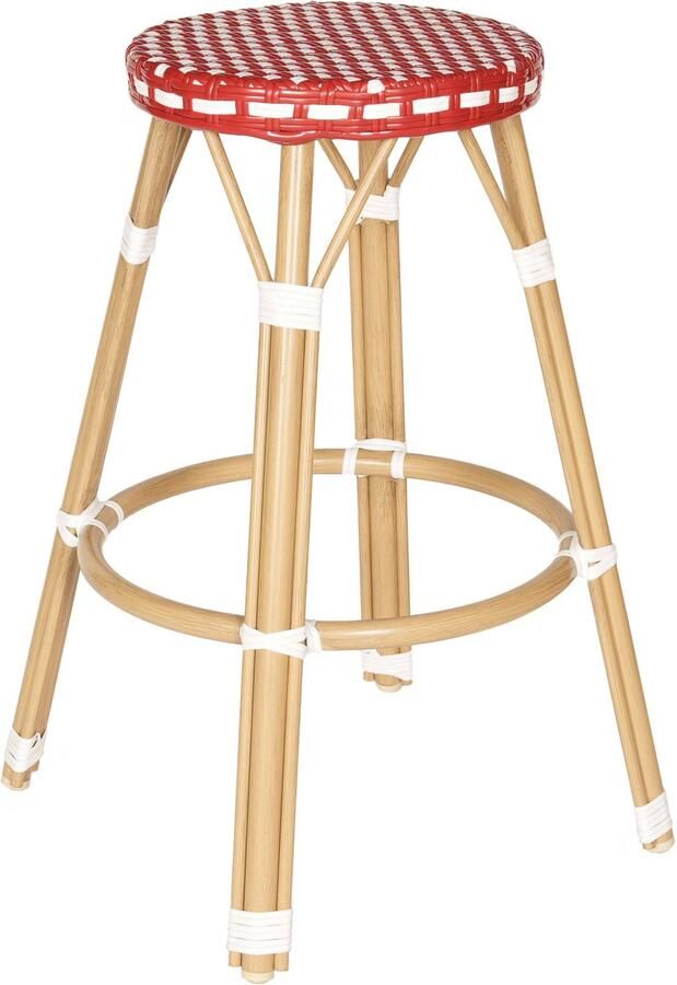 Oviala Hoge tuinkruk van aluminium en synthetisch rotan wit rood Belleville