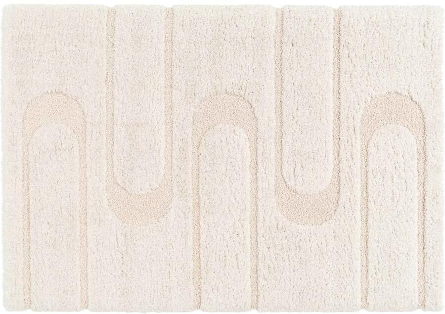 Oviala Hoogpolig vloerkleed met ecru geometrisch patroon 160 x 230 cm Ziggy