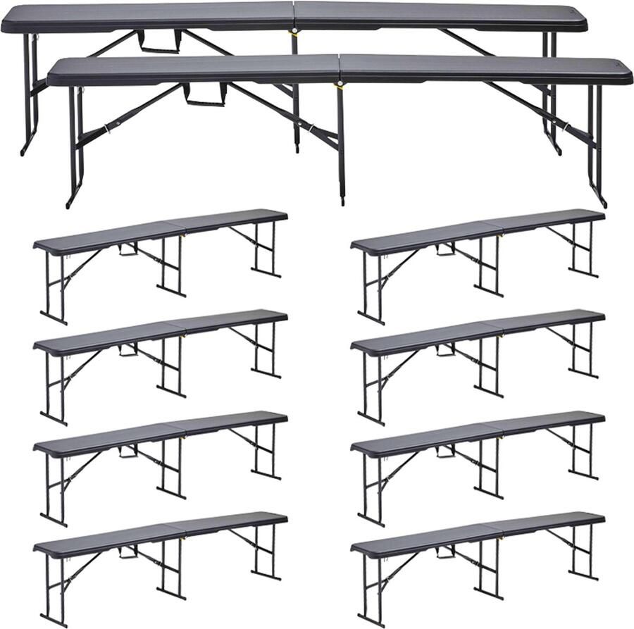 Oviala Inklapbare banken 180cm 3 zitplaatsen Set van 10 Rekkem