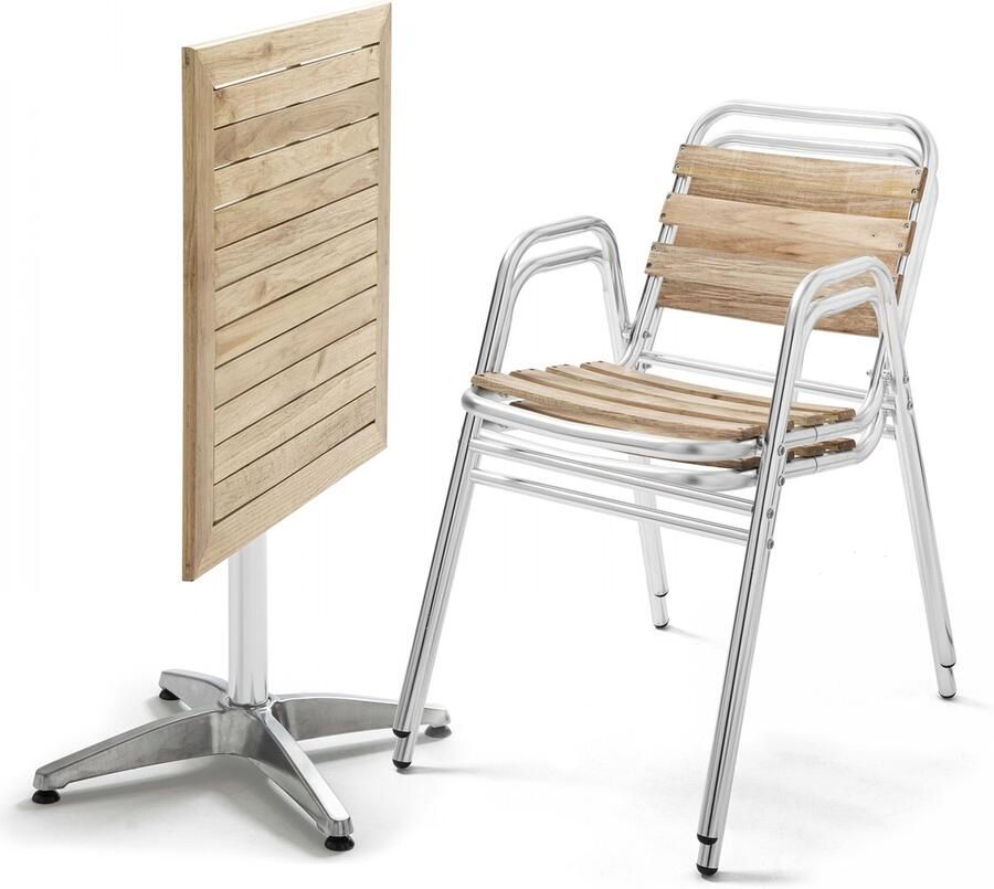 Oviala Inklapbare terrastafel en 2 stoelen van en hout