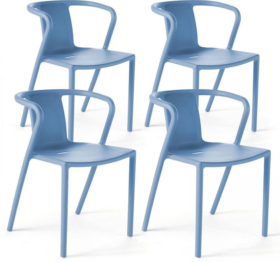Oviala Lot van 4 blauwe plastic polypropyleen stoelen Berlin