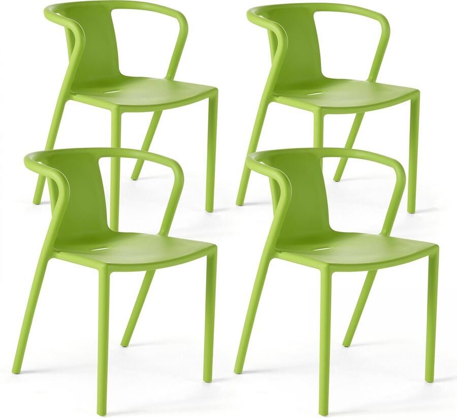 Oviala Lot van 4 groene plastic polypropyleen stoelen Berlin