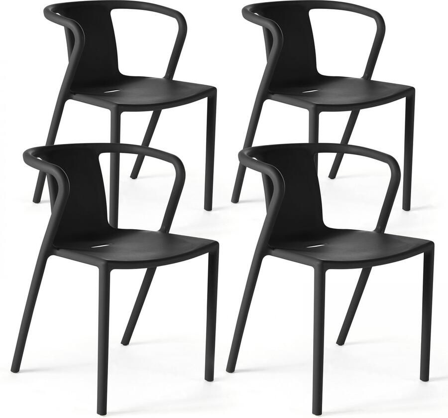 Oviala Lot van 4 zwarte plastic polypropyleen stoelen Berlin
