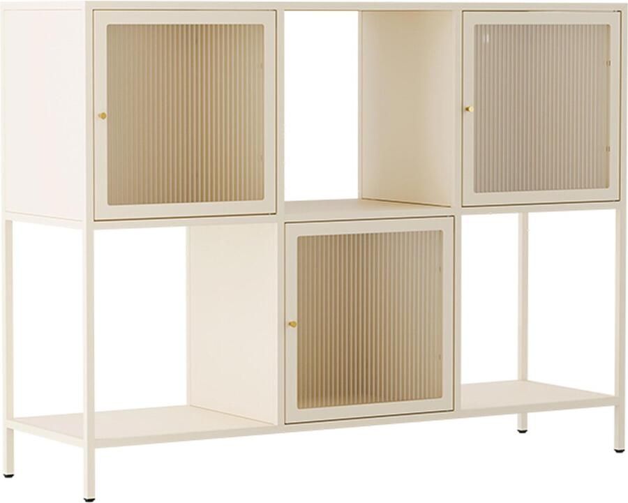 Oviala Metalen buffetkast met 3 deuren 120 cm ecru Glowy