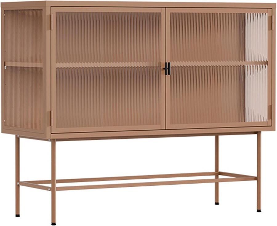 Oviala Modern 2-deurs dressoir 110 cm in metaal en bruin glas Groovy