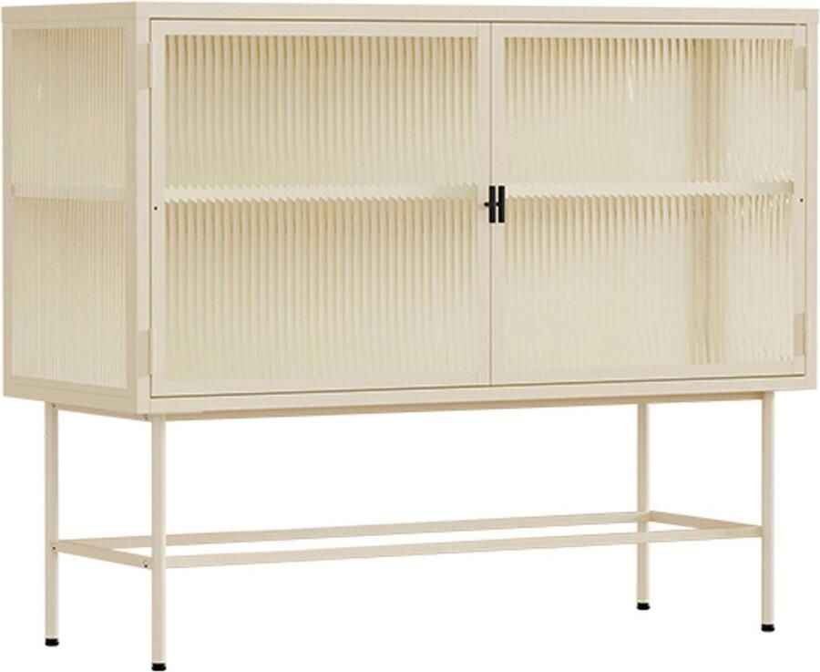Oviala Modern 2-deurs dressoir 110 cm in metaal en ecru glas Groovy