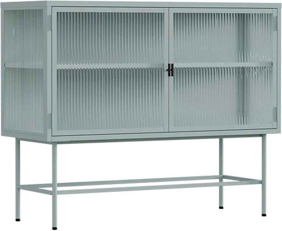 Oviala Modern 2-deurs dressoir 110 cm in metaal en saliegroen glas Groovy
