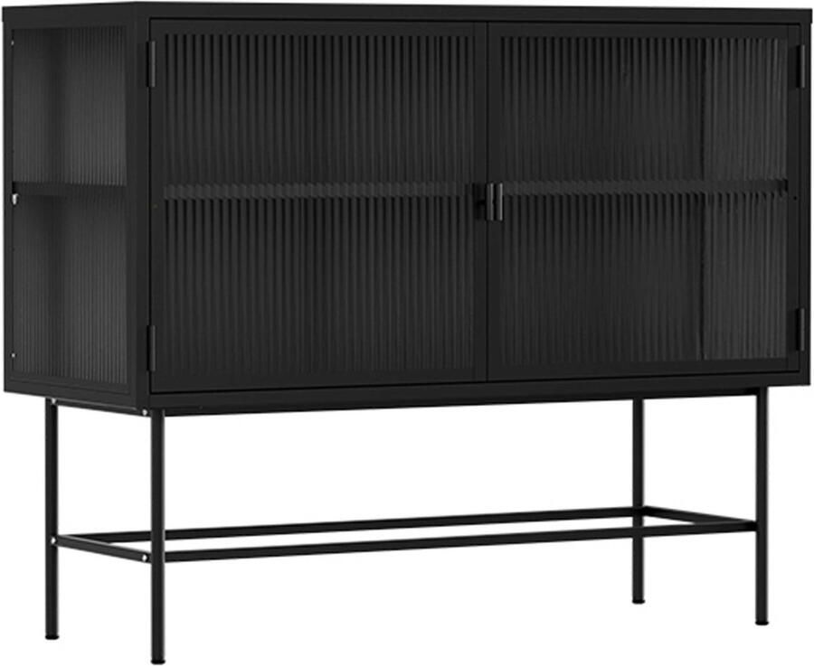 Oviala Modern 2-deurs dressoir 110 cm in metaal en zwart glas Groovy