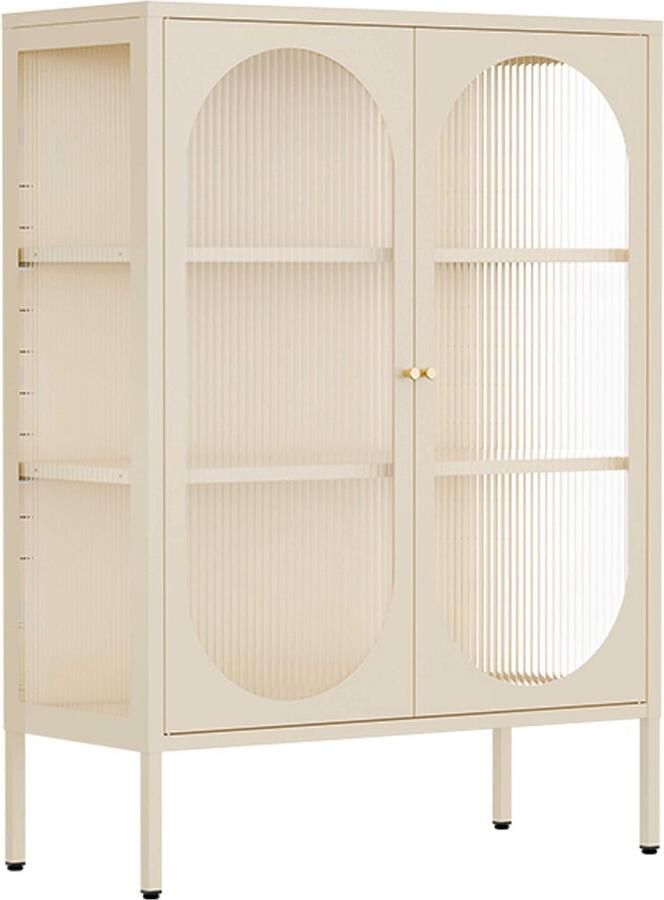 Oviala Modern 2-deurs dressoir 80 cm in metaal en ecru glas Dreamy