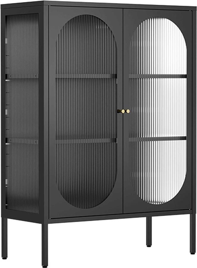 Oviala Modern 2-deurs dressoir 80 cm in metaal en zwart glas Dreamy