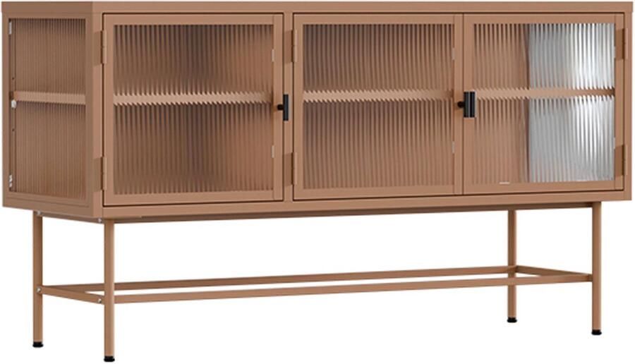 Oviala Modern 3-deurs dressoir 120 cm in metaal en bruin glas Groovy