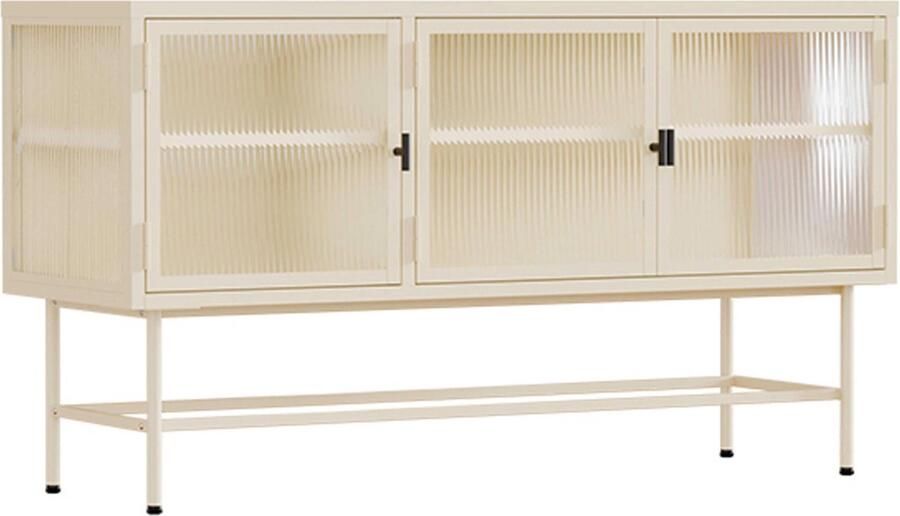 Oviala Modern 3-deurs dressoir 120 cm in metaal en ecru glas Groovy
