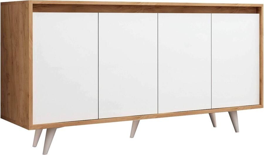 Oviala Modern 4-deurs dressoir met wit FSC houteffect