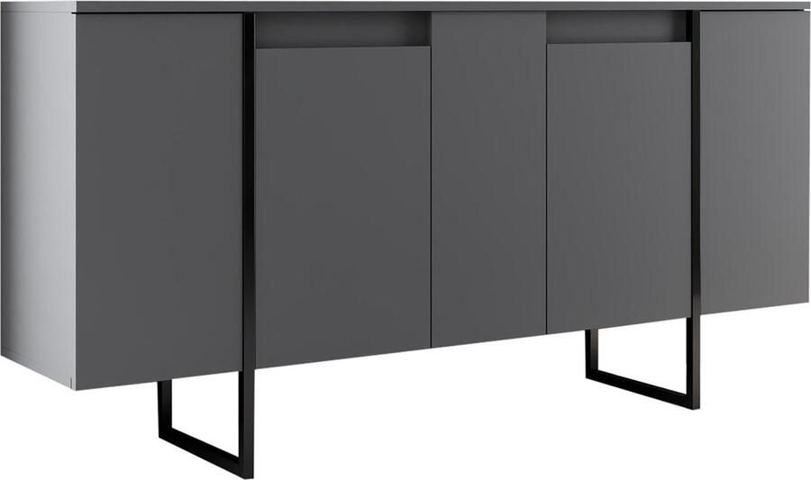 Oviala Modern dressoir met 4 deuren in grijs FSC-hout