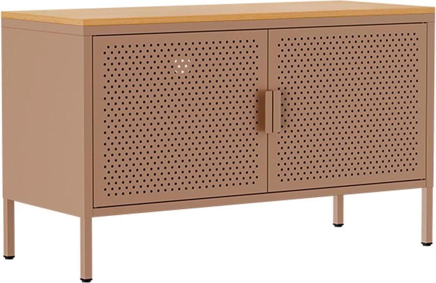 Oviala Moderne buffetkast met 2 deuren L100 cm van bruin metaal Punchy