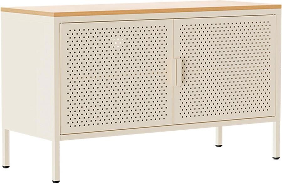 Oviala Moderne buffetkast met 2 deuren L100 cm van ecru metaal Punchy