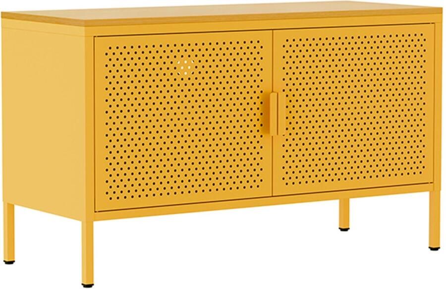 Oviala Moderne buffetkast met 2 deuren L100 cm van geel metaal Punchy