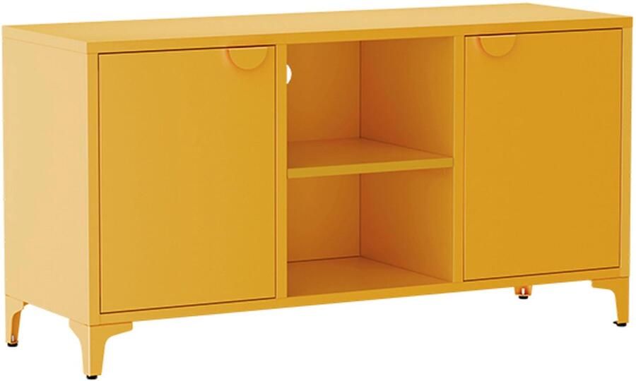 Oviala Moderne buffetkast met 2 deuren L120 cm van geel metaal Funky