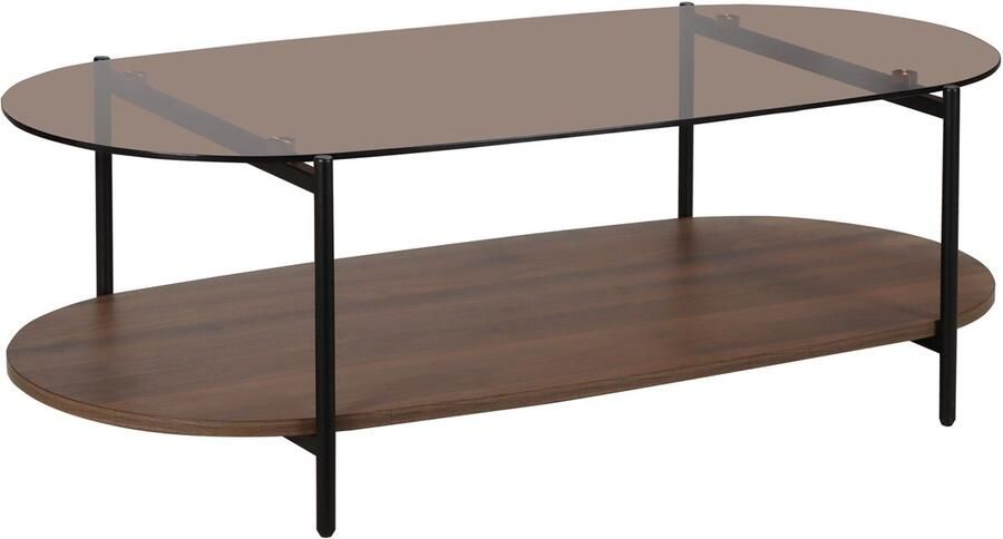 Oviala Moderne ovale salontafel L 120 cm in bruin glas Ruby